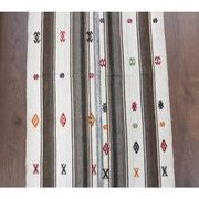 Vintage Turkish Hand-Knotted Wool Cotton White Kilim Runner Rug 65x140