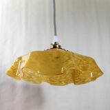 Hanging art deco glass of clichy yellow mustard