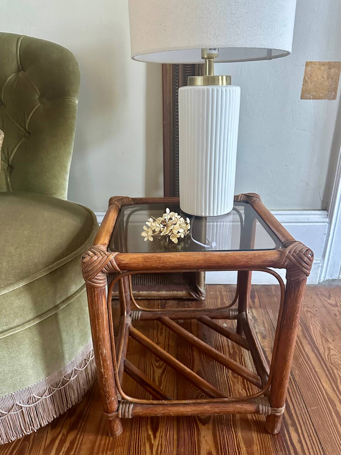Bamboo and glass table