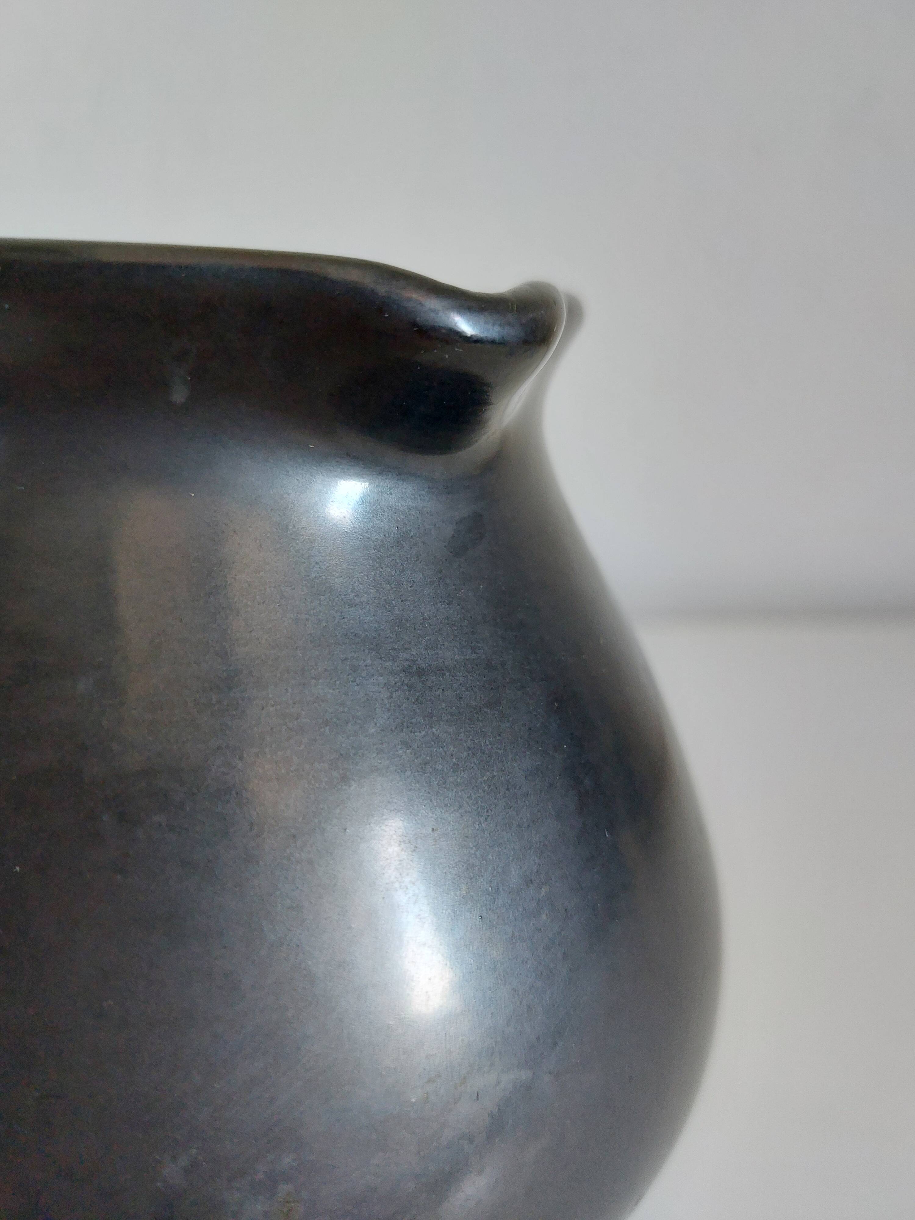 Vintage satin black tripod vase