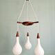 Scandinavian lustre cascade in teak and frosted white glass, 1960s