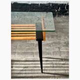 Table d'appoint en bois et verre