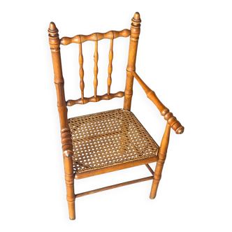 Petite chaise enfant en bois tourné – fin 19e siècle – Canage