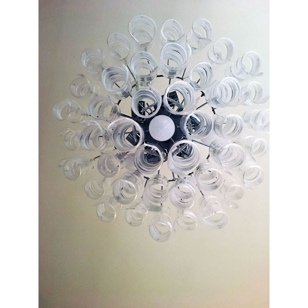 Transparent and white “ricci” murano glass chandelier d70