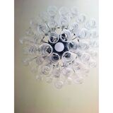 Lustre en verre de murano transparent et blanc « ricci » d70