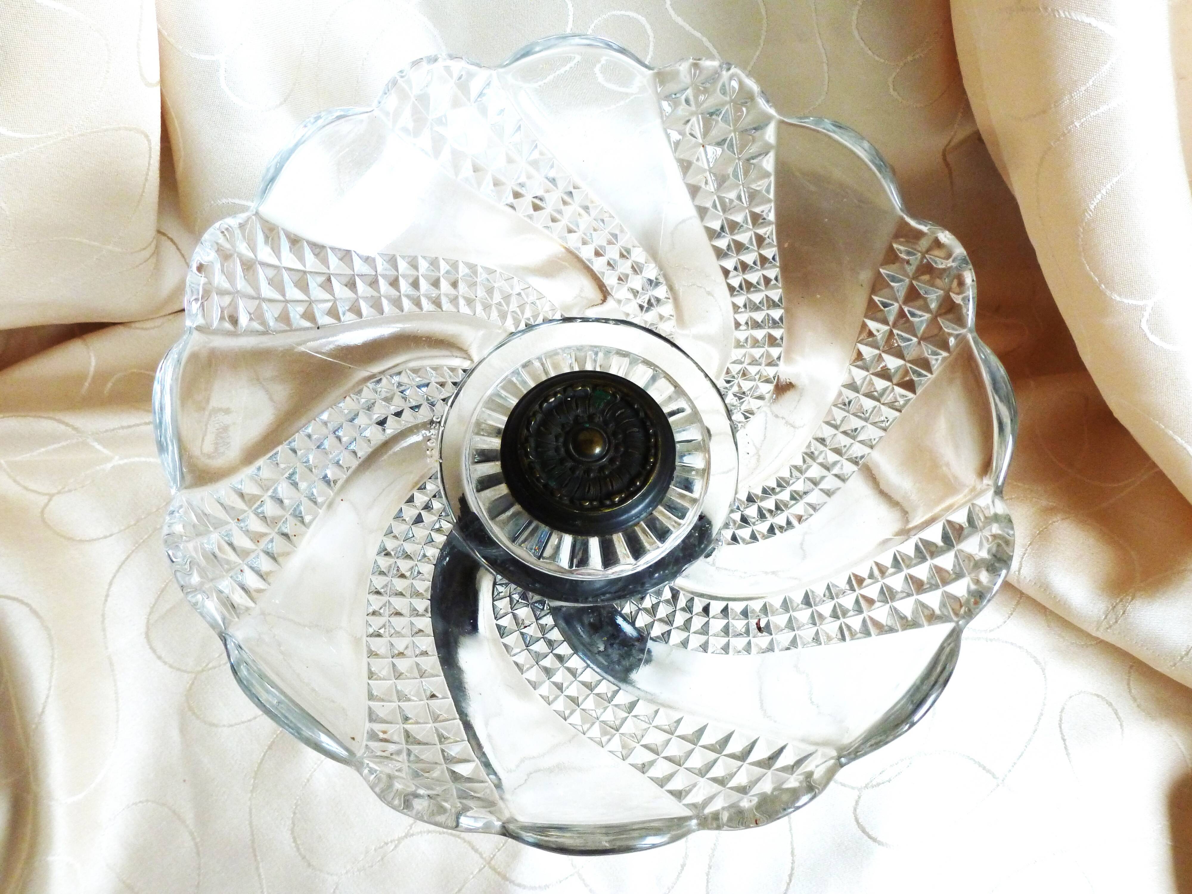 Vintage crystal glass fruit bowl, crystal glass fruit basket.