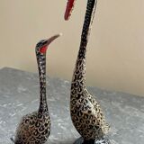 Couple oiseaux anciens laiton