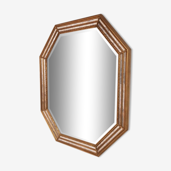 Large octagonal mirror with closed screens and beveled glass  72x91cm