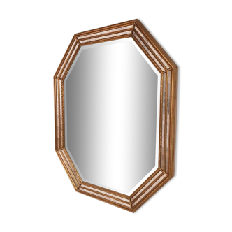 Miroir octogonal à pare closes  et glace biseautée 72x91cm