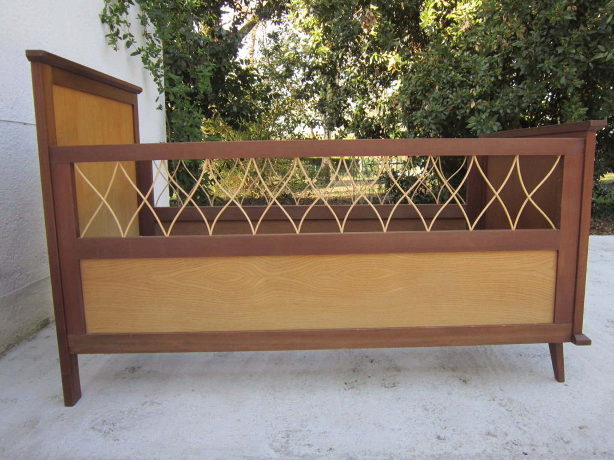 Wood and rattan child bed