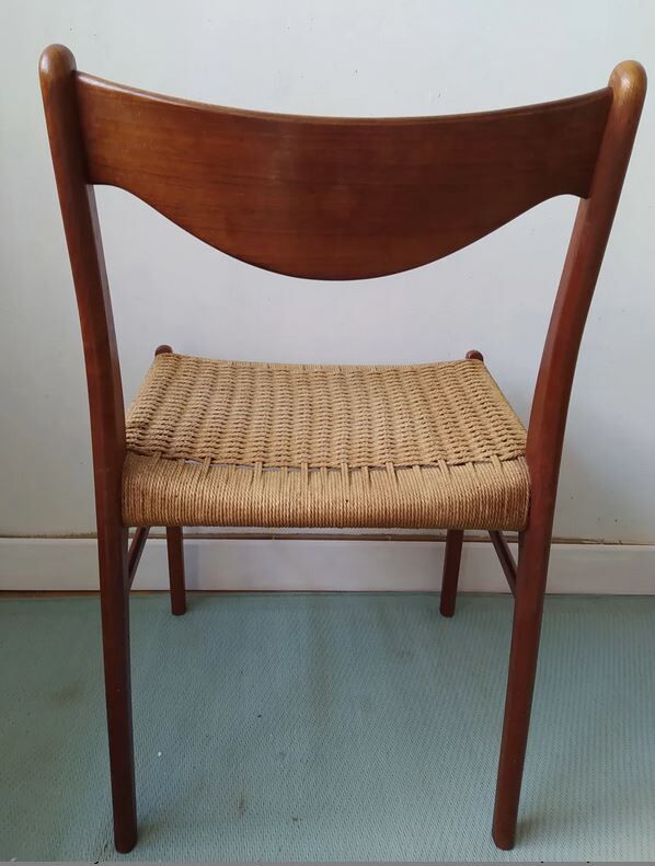 Danish Scandinavian chair in teak and rope GS 60