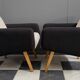 set of 2 black and White boucle lounge chairs 1960s