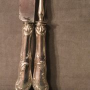 Cutting service knife handles silver Minerve style Rocaille Louis XV