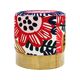 Contemporary Multicolour Floral-patterned Fabric Italian Pair of Circular Poufs