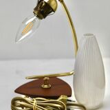 Vintage lamp with white glass lampshade and brass fitting
