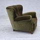 1960s, Danish relax armchair, green furniture velour, original condition.