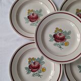 5 Flat plates with Gien rose decoration