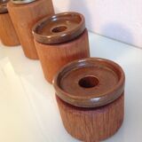 Five-headed chandelier in wood and ceramic Scandinavian style / vintage 60s-70s
