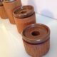 Five-headed chandelier in wood and ceramic Scandinavian style / vintage 60s-70s