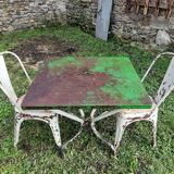 Vintage French Garden Set - Iron Table and 2 Chairs, 1950s