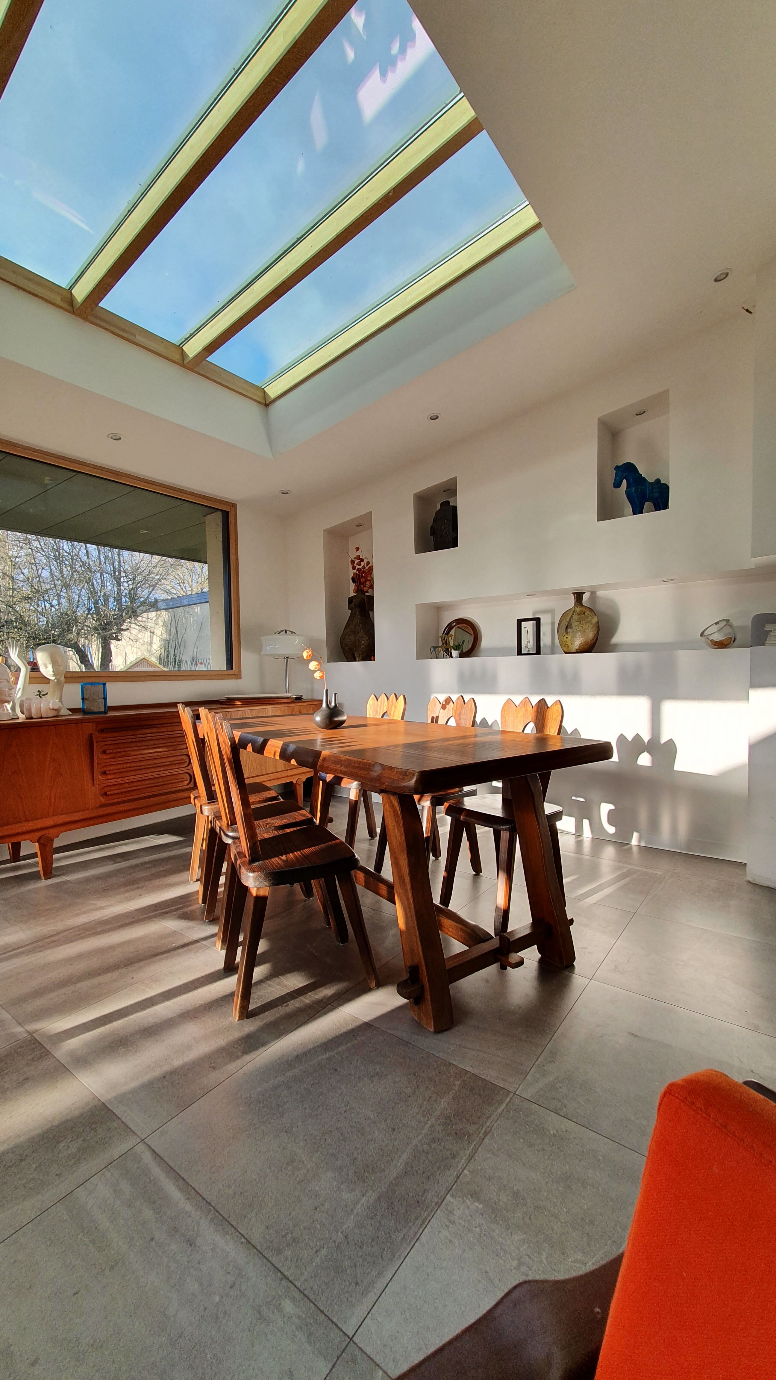 Brutalist elm farm table 60s