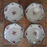 4 plates in faience of Badonviller F.B, floral motif, 20s