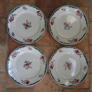 4 plates in faience of Badonviller F.B, floral motif, 20s