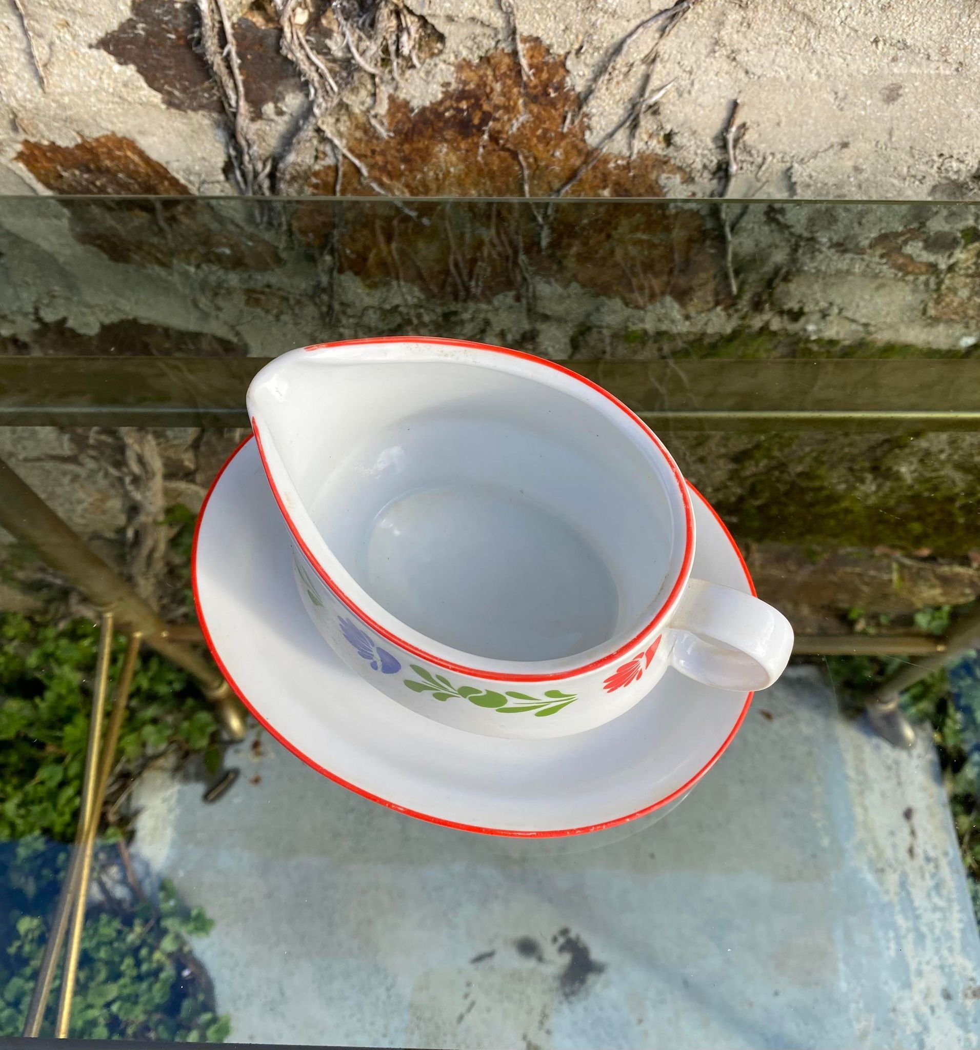 Porcelain sauce dish Alfoldi traditional Hungarian décor Vintage 70s-80s