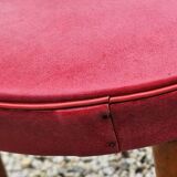 Baumann Low Stool Varnished Beech and Red Faux Leather