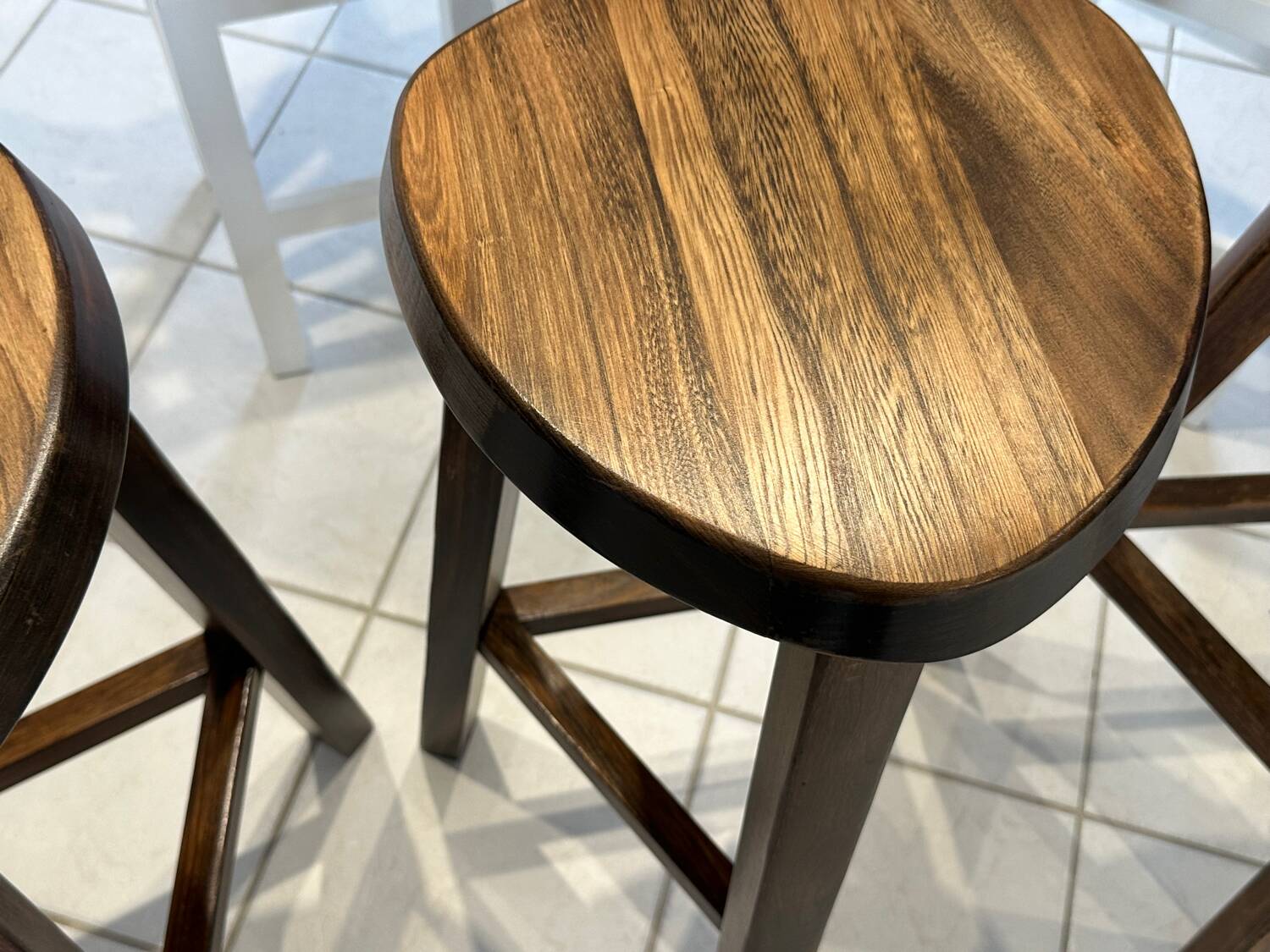 Set of 3 Vintage Brutalist Bar Stools from the 1970s