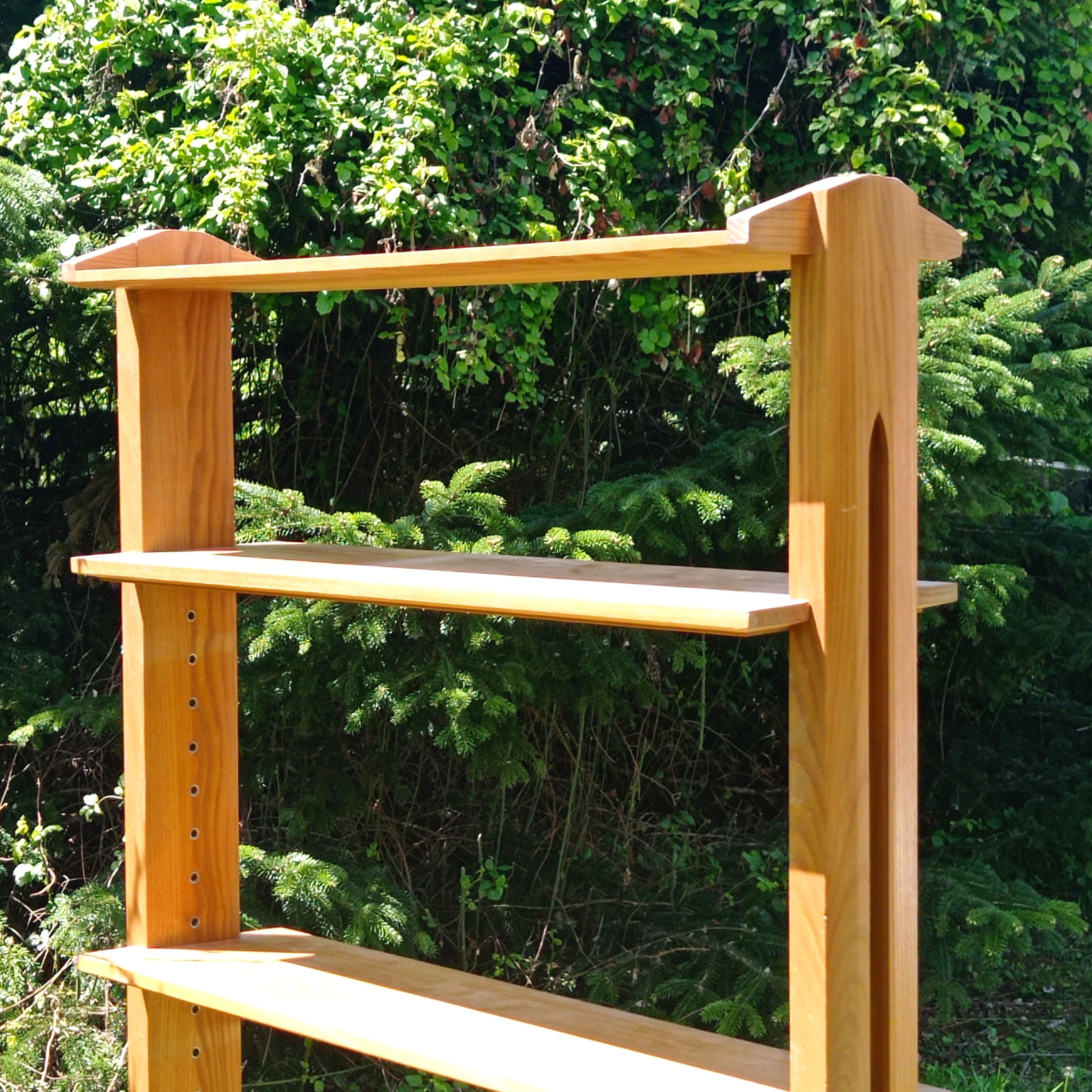 Vintage solid oak library shelf with 6 removable shelves