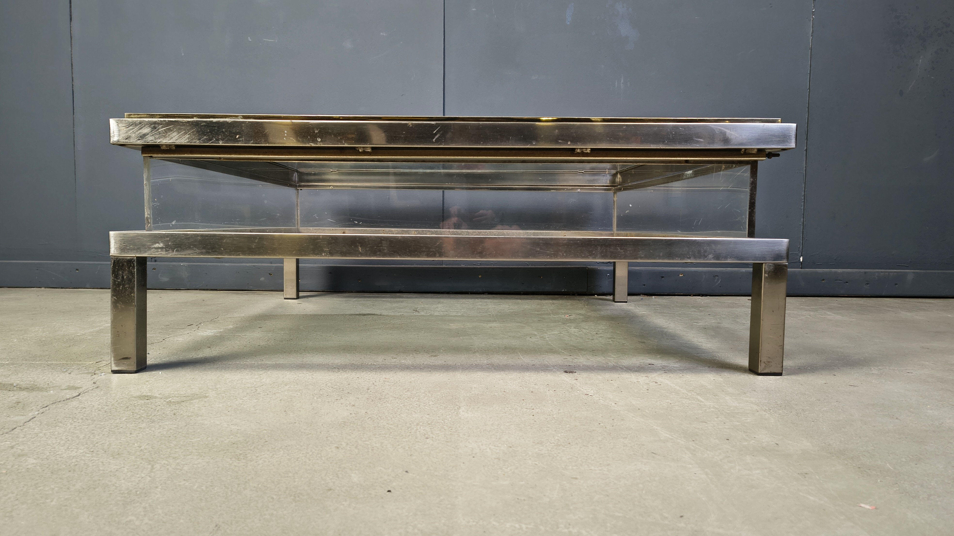 Table basse vintage à plateau coulissant, années 1970