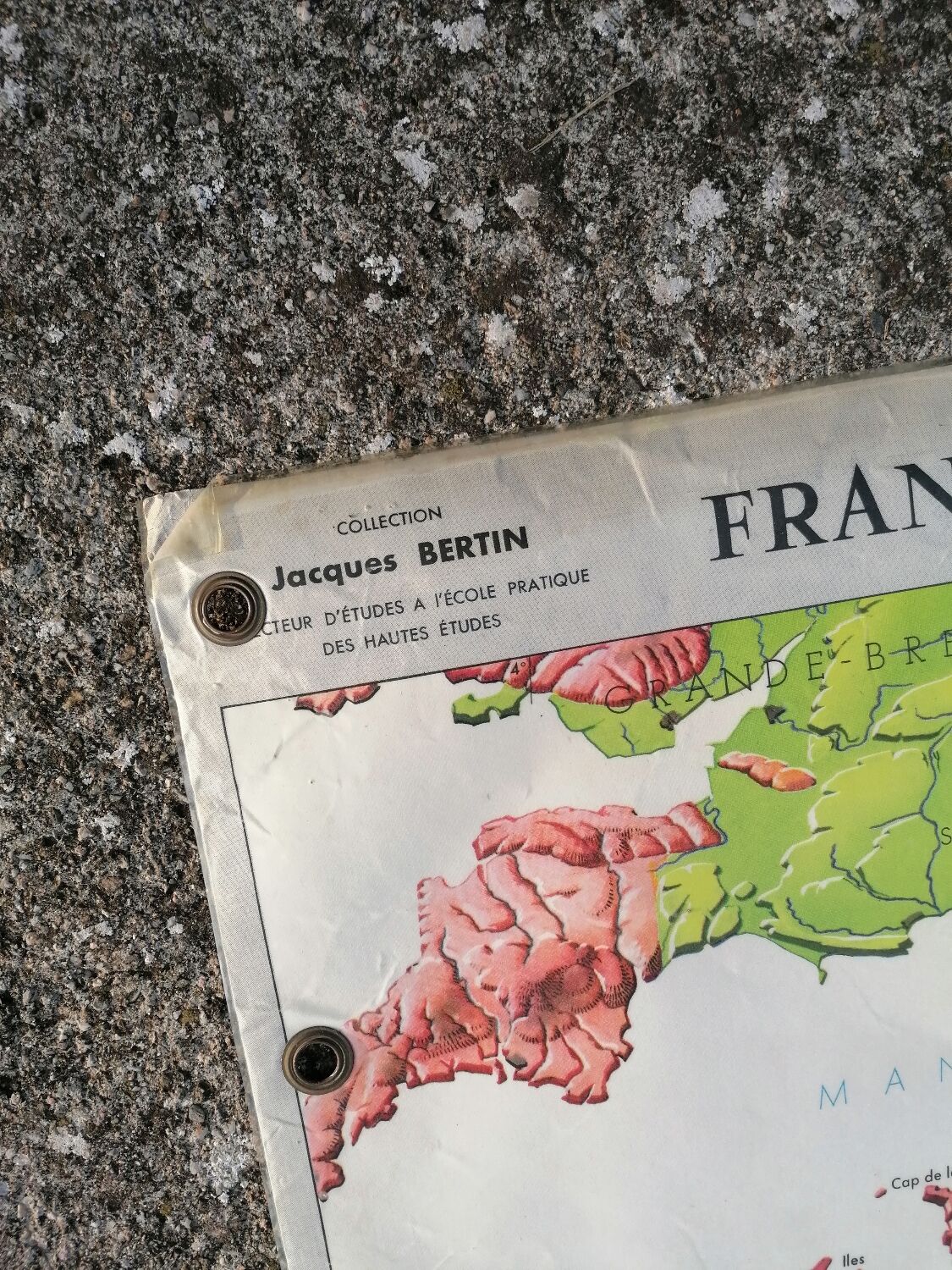 Old MDI map France geology and relief J.Bertin.