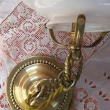 Pink opaline brass hanging lamp