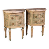 Paire de tables de chevet laquées italiennes dans le style Bonzanigo, Louis XVI