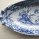 Beurrier, ravier oval signed Creil Montereau model YEDO in blue