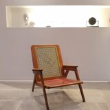 Mahogany cane armchair from the 60s