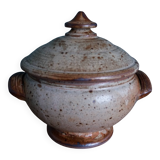 Covered sugar bowl in Puisaye stoneware signed Jean-Pierre Prud'homme