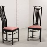 Giorgetti Italian Design High Back Dining Chairs with Pink Upholstery 1980s