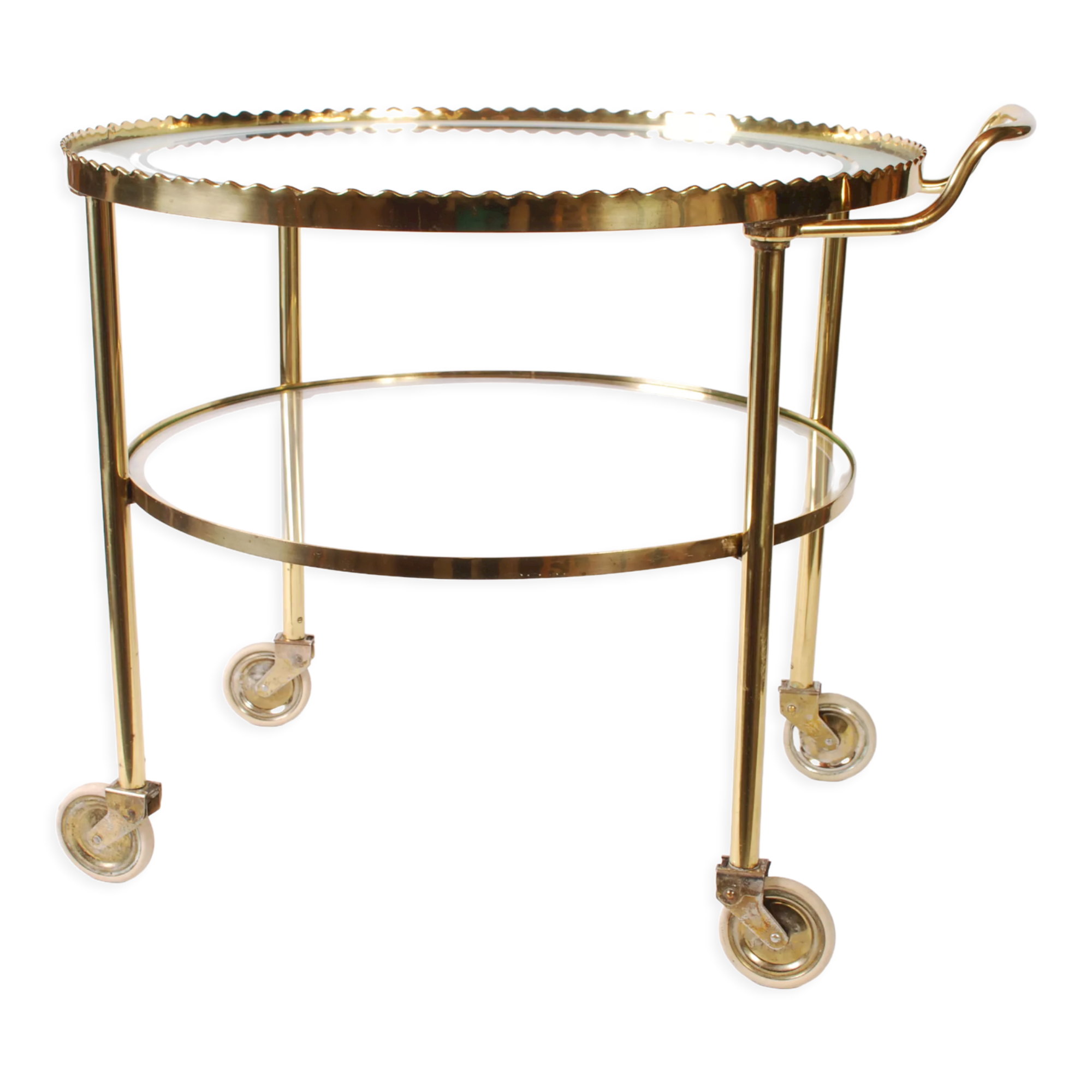 Mid century polished brass serving drinks trolley, 1930's cocktail bar cart