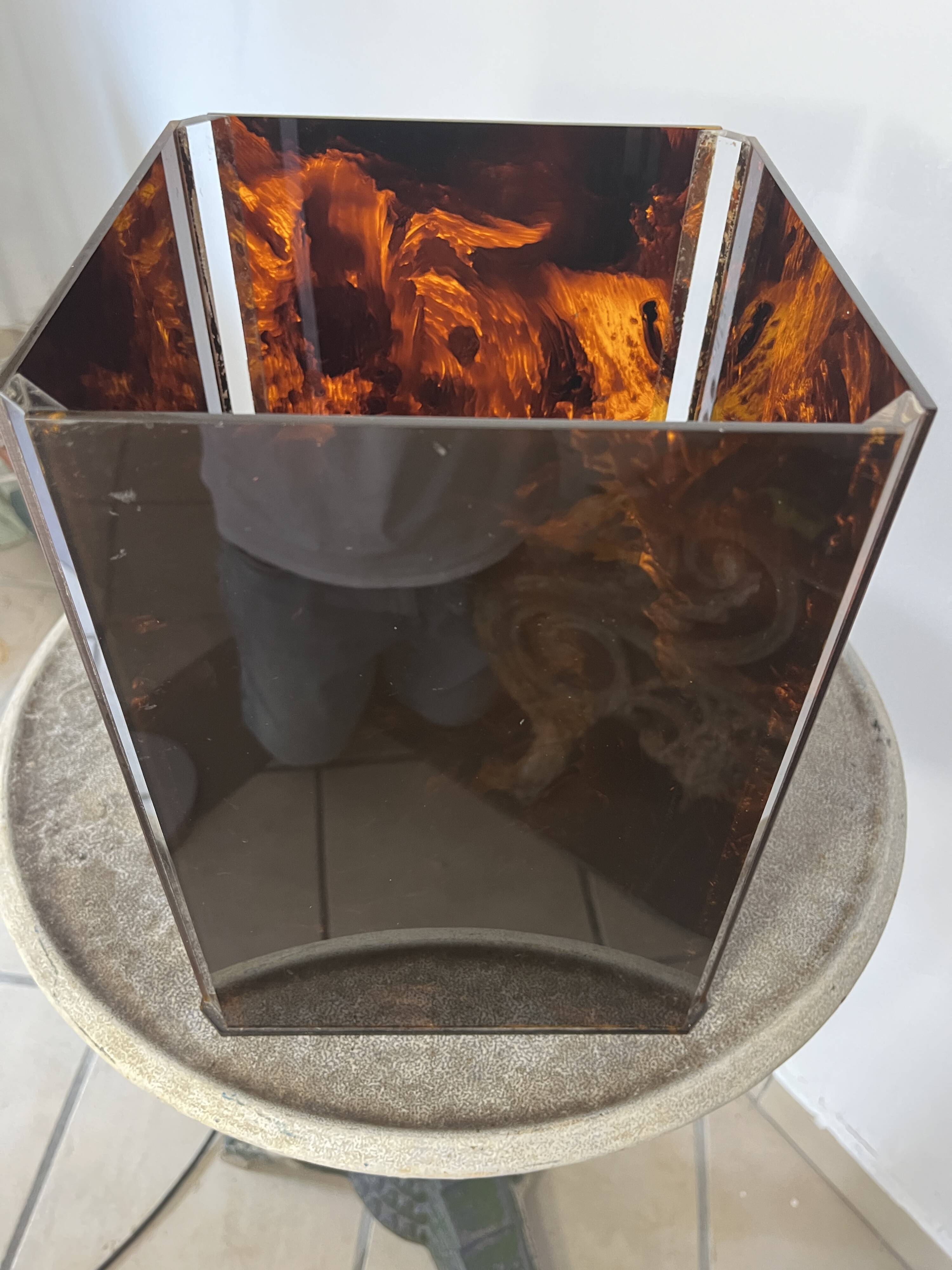 1970s design plexiglass wastepaper basket