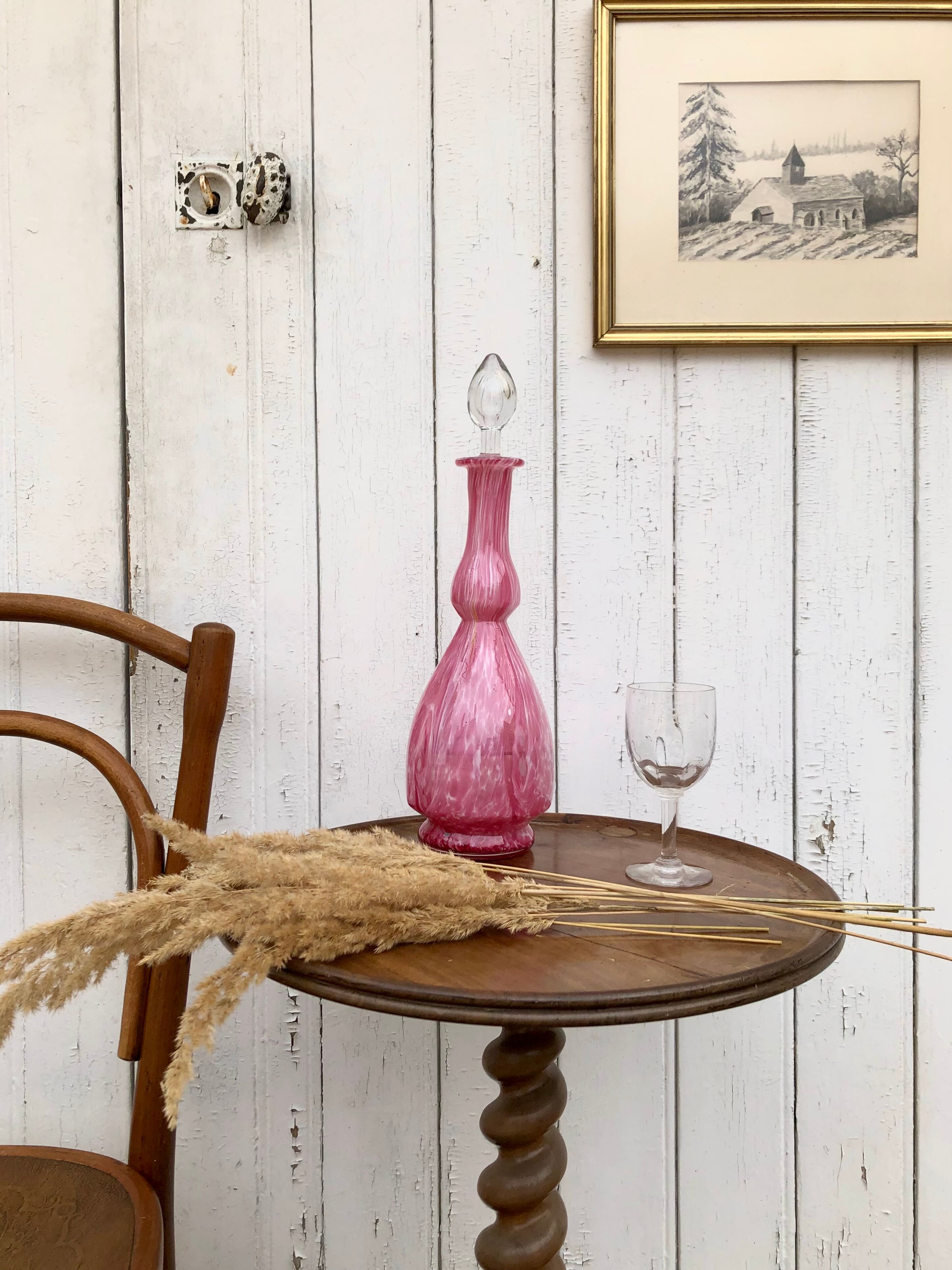Pink clichy glass decanter