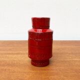 Red pottery vase Rimini Italian from the mid-century by Aldo Londi for Bitossi, 1960s.