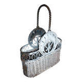 Iron and wicker bottle rack for 3 bottles