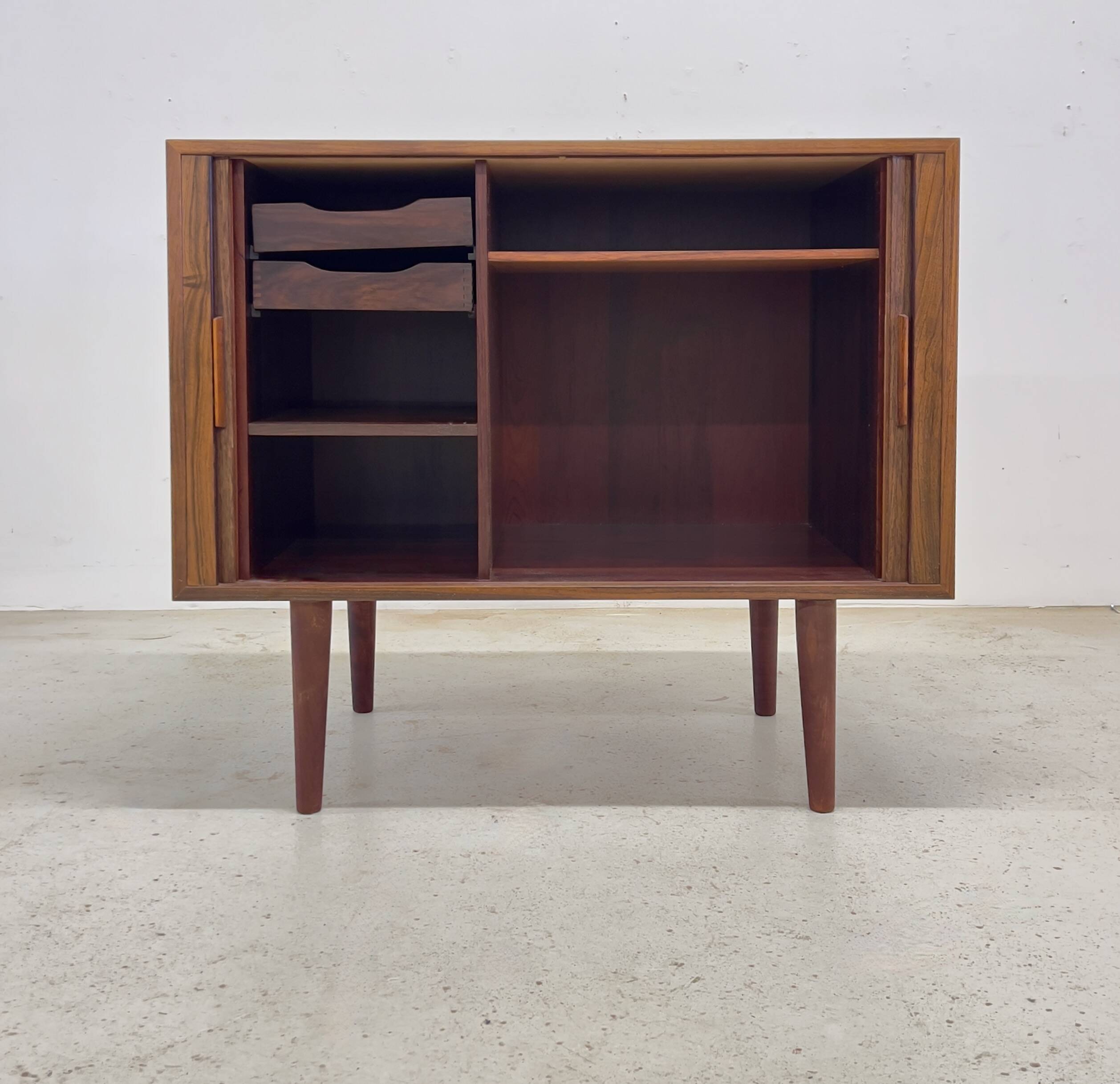 Rosewood Tambour Door Cabinet By Kai Kristiansen For Feldballes