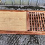 Vintage Yew Wood Bench with 3 Cushions