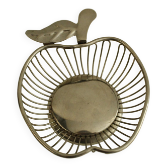 Small basket / tidy - silver metal - apple