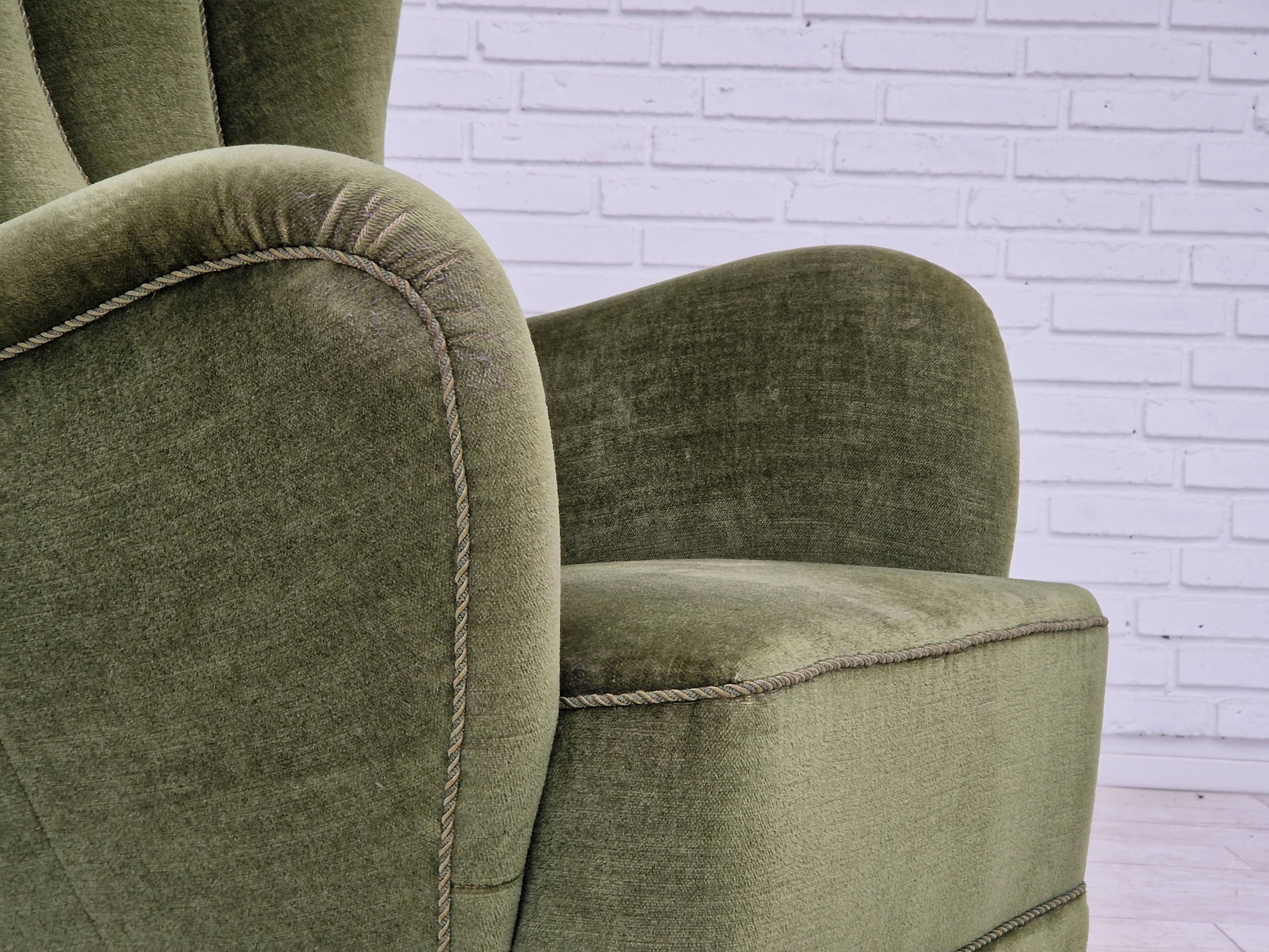 1960s, danish design, velour relax chair with footstool, original condition.