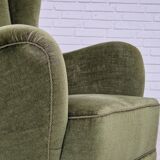 1960s, danish design, velour relax chair with footstool, original condition.