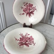 Duo de plats de service longchamp roses années 30-40